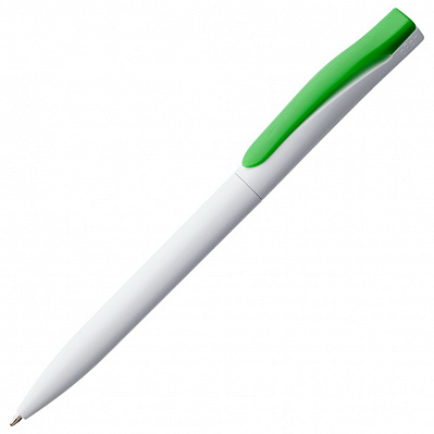 Ручка шариковая Pin, белая с зеленым (Зеленый)
