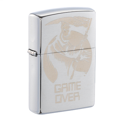 Зажигалка ZIPPO с покрытием Brushed Chrome, латунь/сталь,серебристая, 38x13x57 мм (Серебристый)