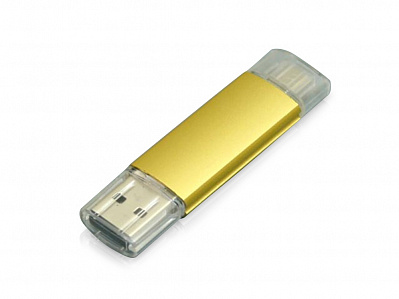 USB 2.0/micro USB- флешка на 16 Гб (Золотистый)