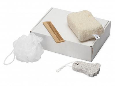 Подарочный набор для душа Leela Enjoy (Натуральный, белый, серый)