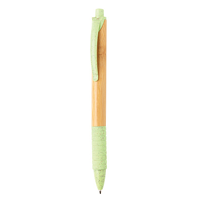 Ручка из бамбука и пшеничной соломы (Зеленый;)