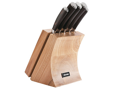 Набор из 5 кухонных ножей и блока для ножей с ножеточкой DANA (Стальной, черный, бежевый)