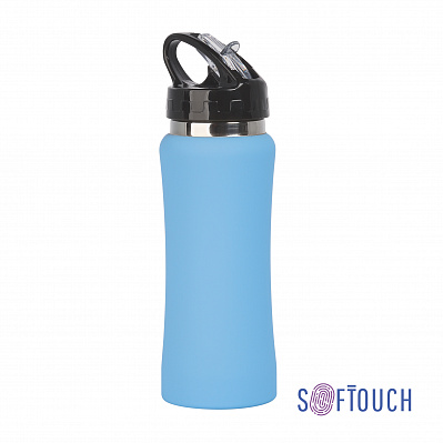Бутылка для воды "Индиана" 0,6 л., покрытие soft touch  (Голубой)