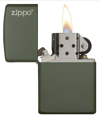 Зажигалка ZIPPO Green Matte, латунь с порошковым покрытием, зеленая, матовая, 38x13x57 мм
