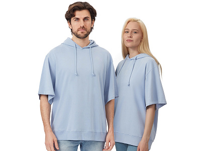 Худи оверсайз с коротким рукавом Warsaw унисекс (Небесно-голубой)