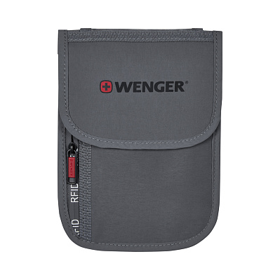Чехол для документов WENGER на шею с системой защиты данных RFID , полиэстер (Серый)