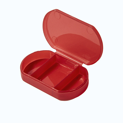 Витаминница TRIZONE, 3 отсека; 6 x 1.3 x 3.9 см; пластик, красная (Красный)