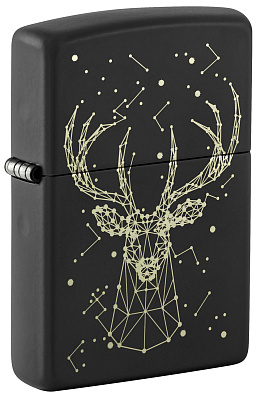 Зажигалка ZIPPO Deer с покрытием Black Matte, латунь/сталь, черная, матовая, 38x13x57 мм (Черный)
