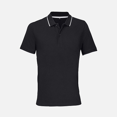 Рубашка поло унисекс Palermo, черная с белым (Чёрный)