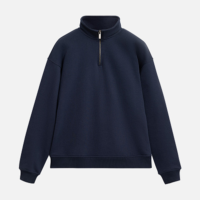 Толстовка на молнии унисекс FLOW, темно-синяя, размер 3XL/4XL (Синий)