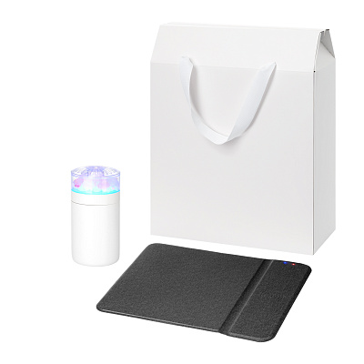 Подарочный набор Crystal, Honor, черный (увлажнитель воздуха, зарядное устройство) (Белый, черный)