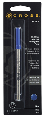 Стержень Cross для ручки-роллера Click, тонкий, синий; блистер