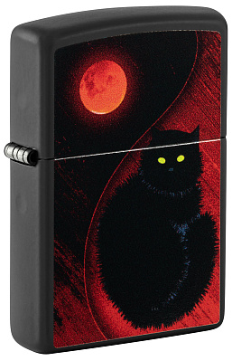Зажигалка ZIPPO Black Cat с покрытием Black Matte, латунь/сталь, черная, матовая, 38x13x57 мм (Черный)