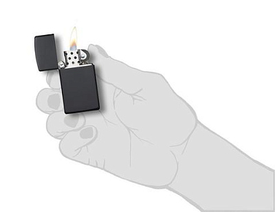 Зажигалка ZIPPO Slim® с покрытием Black Matte, латунь/сталь, чёрная, матовая, 29x10x60 мм
