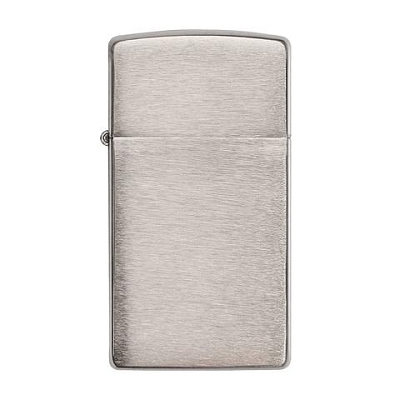 Зажигалка ZIPPO Slim® с покрытием Brushed Chrome, латунь/сталь, серебристая, матовая, 29x10x60 мм