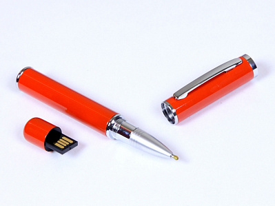 USB 2.0- флешка на 16 Гб в виде ручки с мини чипом (Оранжевый)