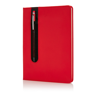 Блокнот для записей Deluxe формата A5 и ручка-стилус (Красный;)