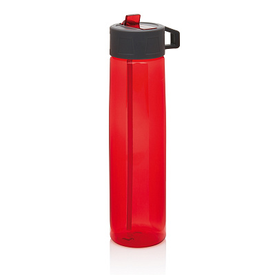 Бутылка для воды Tritan с трубочкой, 750 мл (Красный; серый)