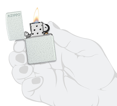 Зажигалка ZIPPO Logo с покрытием Glacier, латунь/сталь, белая, матовая, 38x13x57 мм