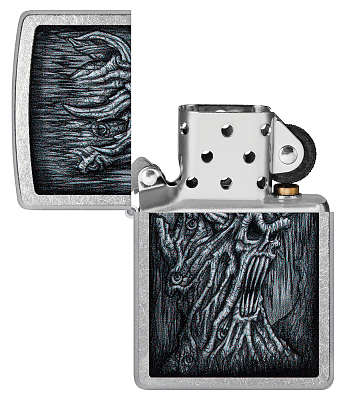 Зажигалка ZIPPO Evil Tree с покрытием Street Chrome, латунь/сталь, серебристая, 38x13x57 мм