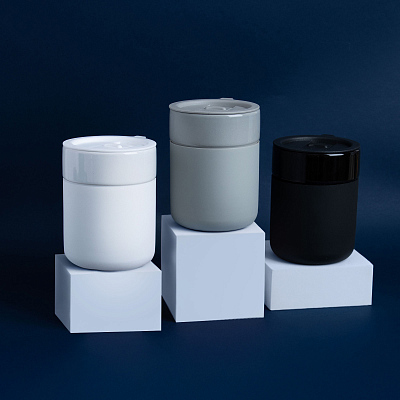 Кружка керамическая Silvia с силиконовой манжетой, серая