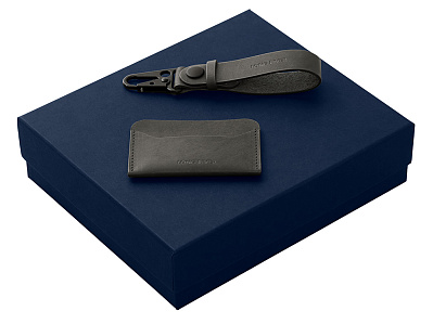 Подарочный набор Long River: картхолдер, ремешок для ключей (Черный/синий)