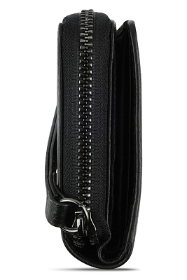 Кошелёк женский BUGATTI Elsa, с защитой данных RFID, чёрный, воловья кожа/полиэстер, 11х2,5х9 см