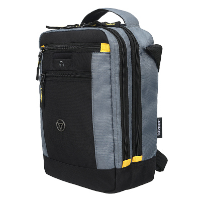 Сумка-планшет TORBER, черный/серый, полиэстер/добби, 22х10х29 см