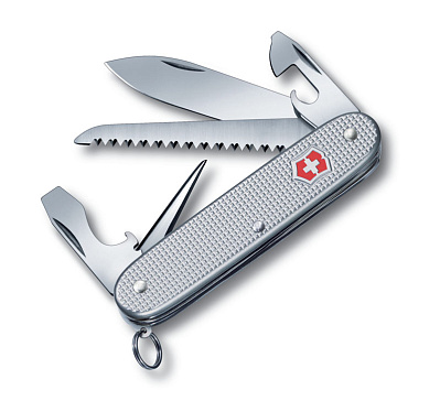 Нож перочинный VICTORINOX Farmer, 93 мм, 9 функций, алюминиевая рукоять  (Серебристый)