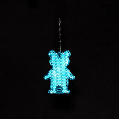 Пешеходный светоотражатель с цепочкой «Мишка», синий