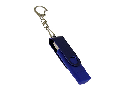 USB 2.0- флешка на 128 Гб с поворотным механизмом и дополнительным разъемом Type-C (Синий)