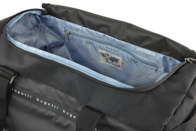 Сумка спортивная BUGATTI Blanc Delight, чёрная, нейлон RPET600D/тарпаулин/полиэстер, 47х23х28 см
