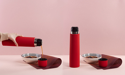 Термос "Родос", покрытие soft touch, 1 л., красный