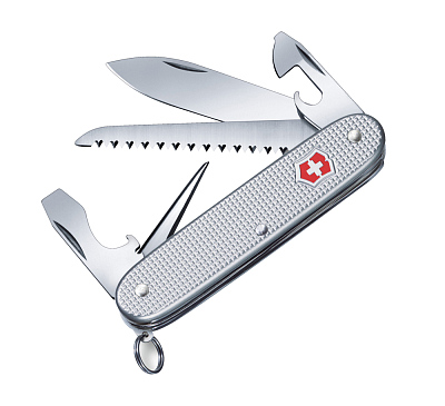 Нож перочинный VICTORINOX Farmer X Alox, 93 мм, 10 функций, алюминиевая рукоять, серебристый