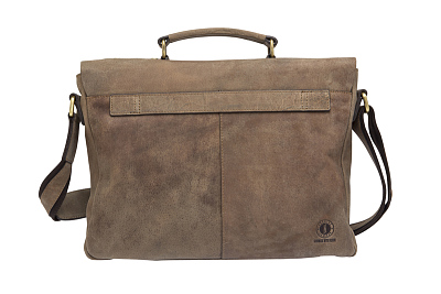 Сумка KLONDIKE «Bill», натуральная кожа в коричневом цвете, 40 х 32 х 7 см