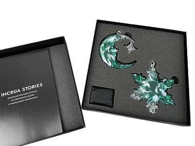 Набор елочных игрушек: Полумесяц, Снежинка