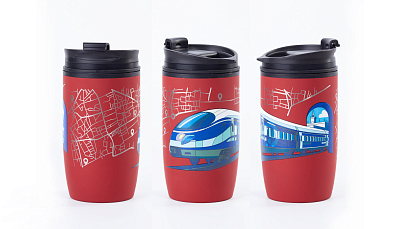 Термостакан "Unicup_Поезд" 300 мл, покрытие soft touch, красный