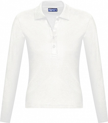 Рубашка поло женская с длинным рукавом Podium 210 белая (Белый)