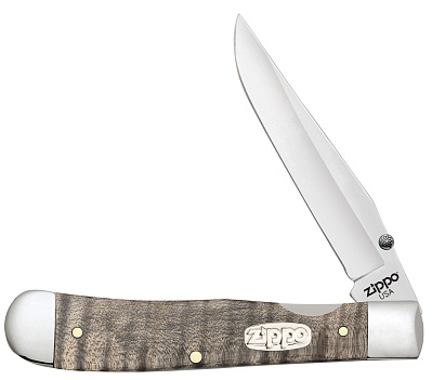 Нож перочинный ZIPPO Natural Curly Maple Wood Trapperlock, 105 мм  + ЗАЖИГАЛКА ZIPPO 207 (Бежевый)