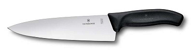 Нож разделочный VICTORINOX SwissClassic, широкое лезвие 20 см, чёрный, в картонном блистере (Черный)