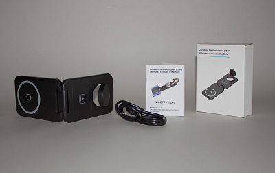 Складная беспроводная (15W) зарядная станция "Slap" с MagSafe, черный