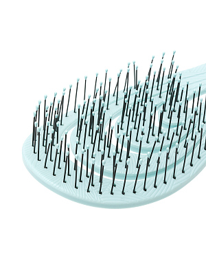 Щетка Dewal Beauty серия "Ocean wave", продувная, с нейлоновым штифтом, форма волна, голубая