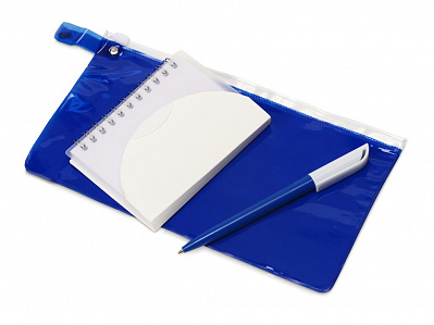 Набор Smart mini (Блокнот- прозрачный/белый, ручка- синий/белый, пенал- синий прозрачный)
