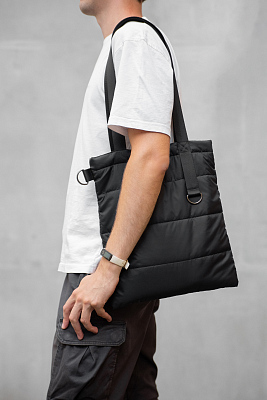 Шоппер Superbag Bubble, стёганый, с магнитной кнопкой (черный)