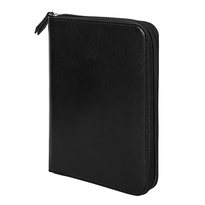 Ежедневник недатированный Chief, A5, на молнии, черный, кремовый блок, подарочная коробка (Чёрный)