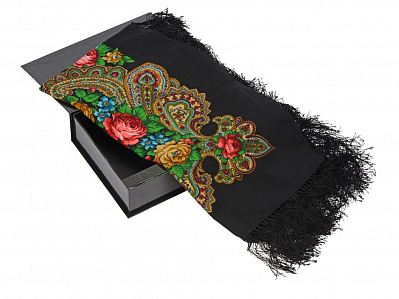 Павлопосадский платок (Черный/разноцветный)