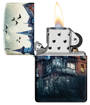 Зажигалка ZIPPO Horror House с покрытием 540 Matte, латунь/сталь, белая, 38x13x57 мм