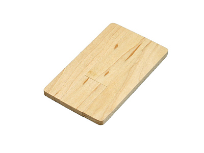 USB 2.0- флешка на 32 Гб в виде деревянной карточки с выдвижным механизмом (Натуральный)