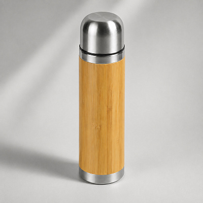 Вакуумный термос из бамбука Ямал Bamboo (Натуральный, серебристый)