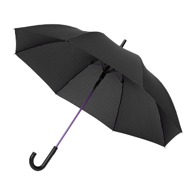 Зонт-трость Квантум (Quantum), черный/фиолетовый (Черный, фиолетовый)